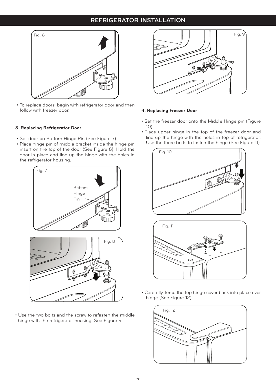 Refrigerator installation | LG LTC20380ST User Manual | Page 8 / 35