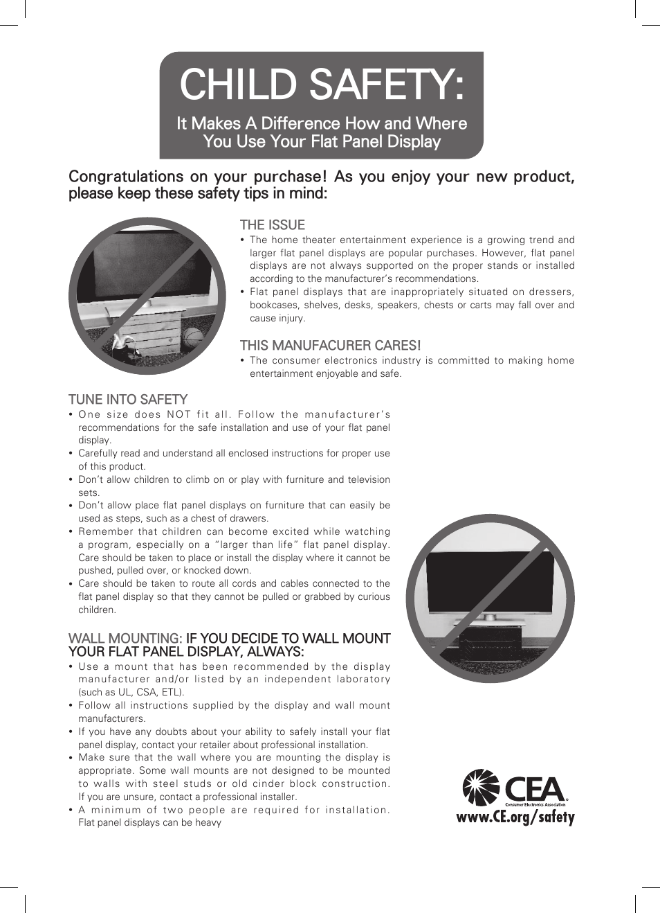 Child safety | LG 32CS460 User Manual | Page 43 / 44