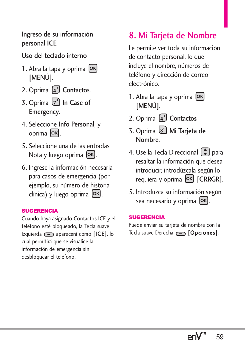 Mi tarjeta de nombre | LG LGVX9200 User Manual | Page 214 / 317