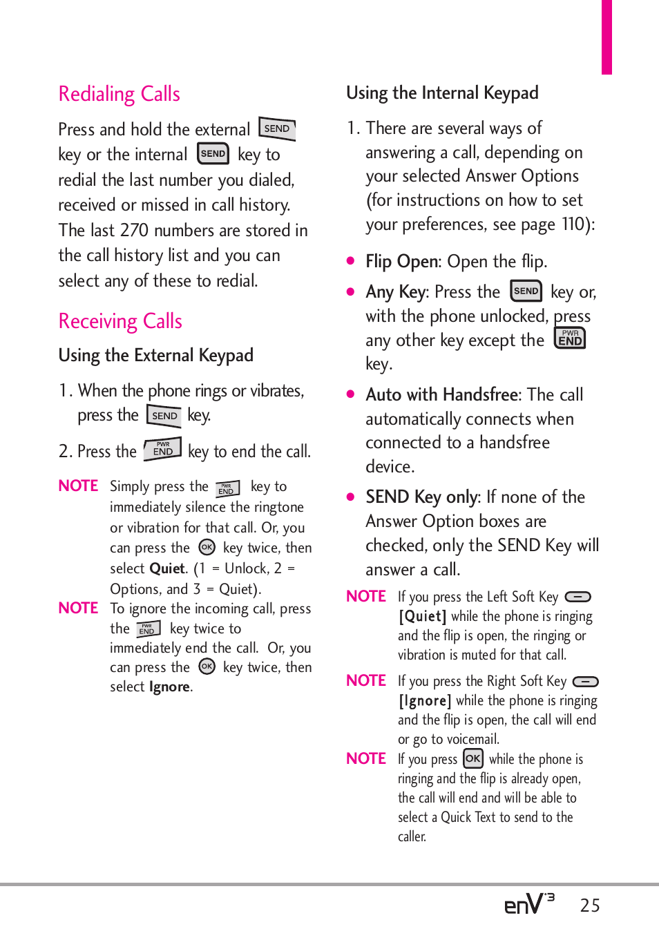 Redialing calls, Receiving calls | LG LGVX9200 User Manual | Page 27 / 317