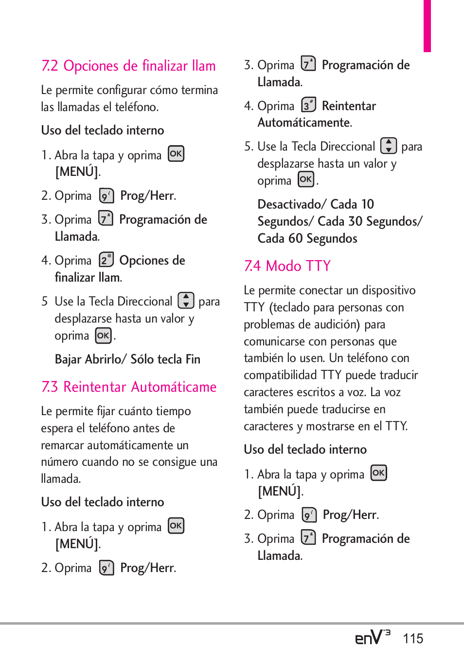 2 opciones de finalizar llam, 3 reintentar automáticame, 4 modo tty | LG LGVX9200 User Manual | Page 270 / 317