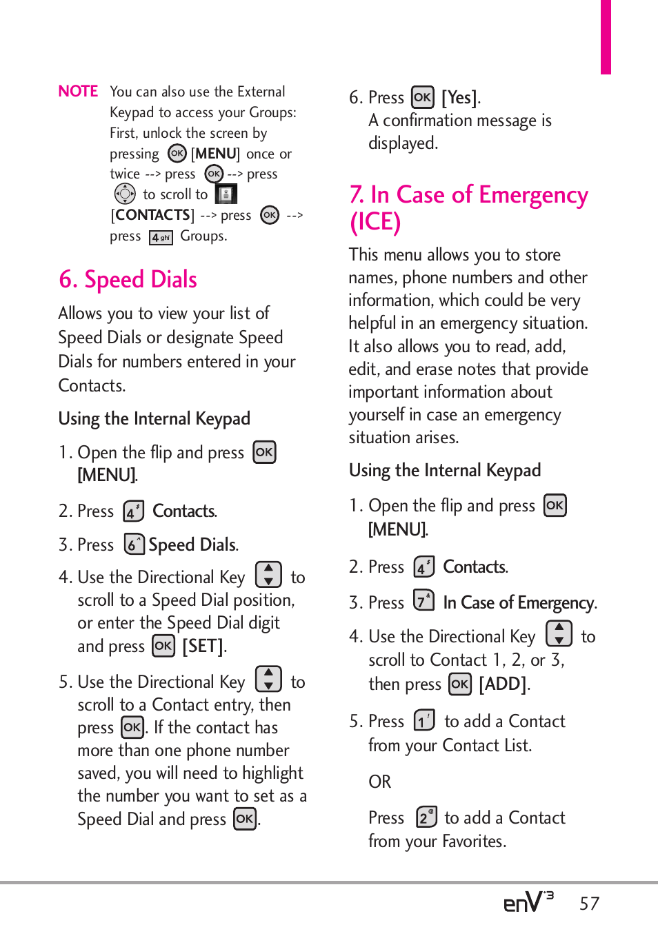 Speed dials | LG LGVX9200 User Manual | Page 59 / 317