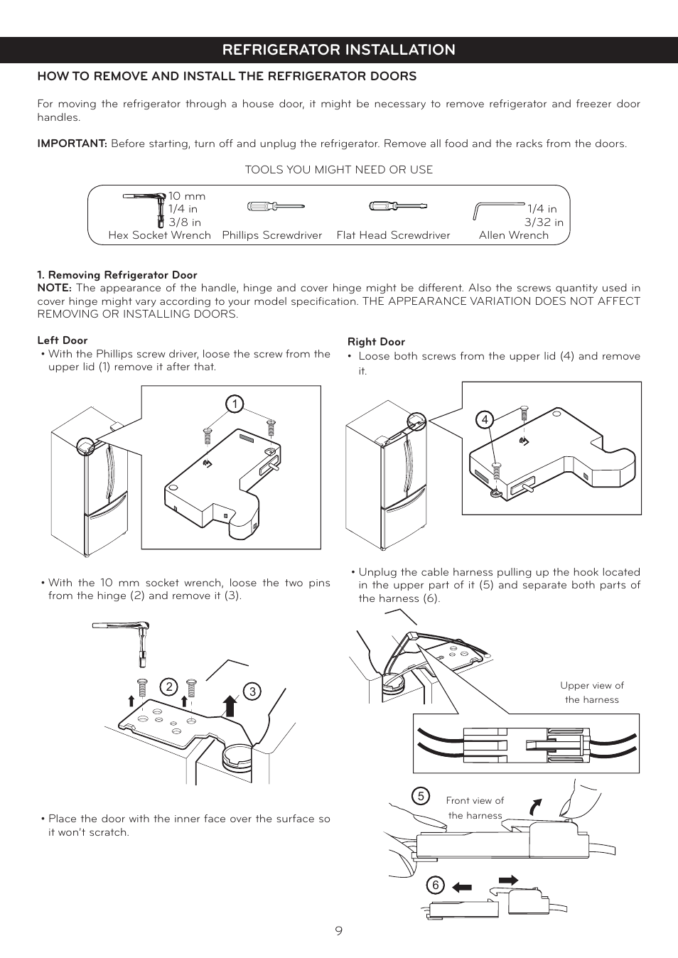 Refrigerator installation | LG LFC20760SB User Manual | Page 10 / 31