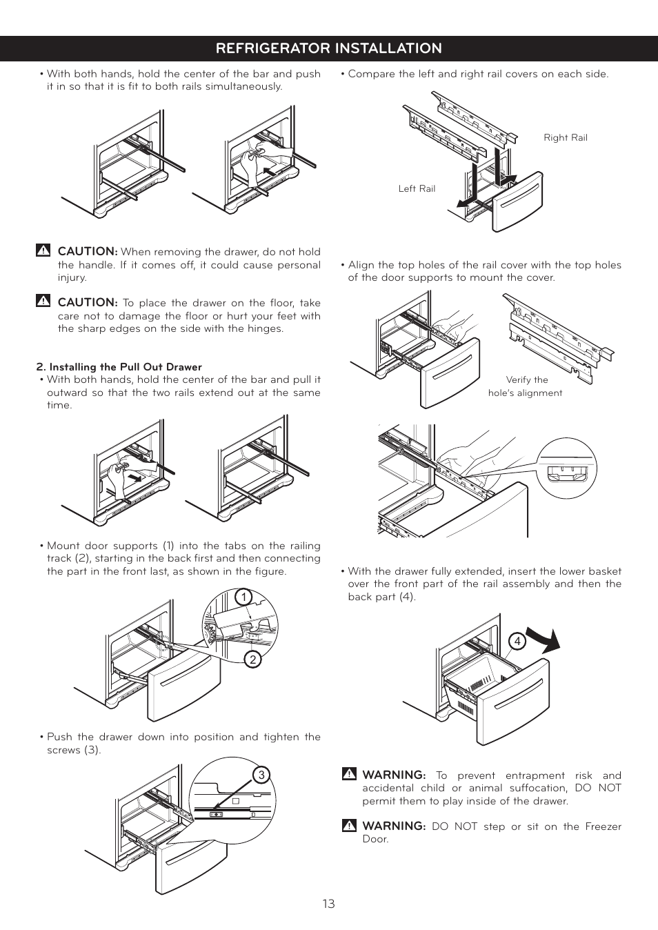 Refrigerator installation | LG LFC20760SB User Manual | Page 14 / 31
