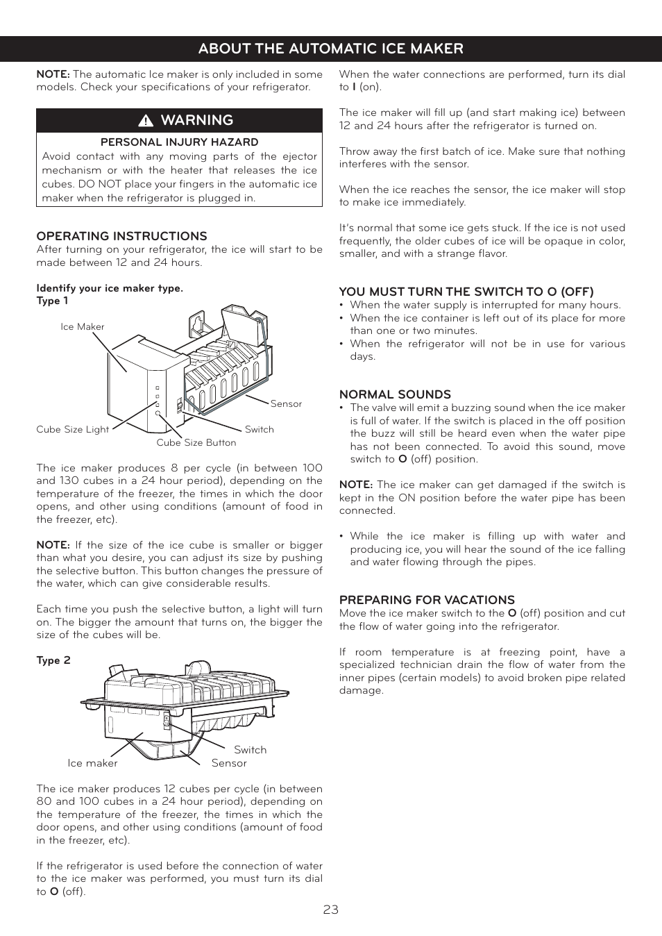 Warning | LG LFC20760SB User Manual | Page 24 / 31