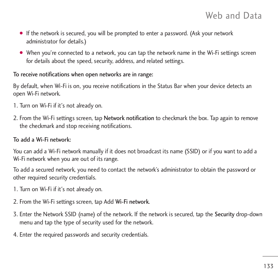 Web and data | LG LGVM701 User Manual | Page 135 / 221