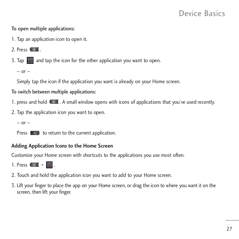 Device basics | LG LGVM701 User Manual | Page 29 / 221