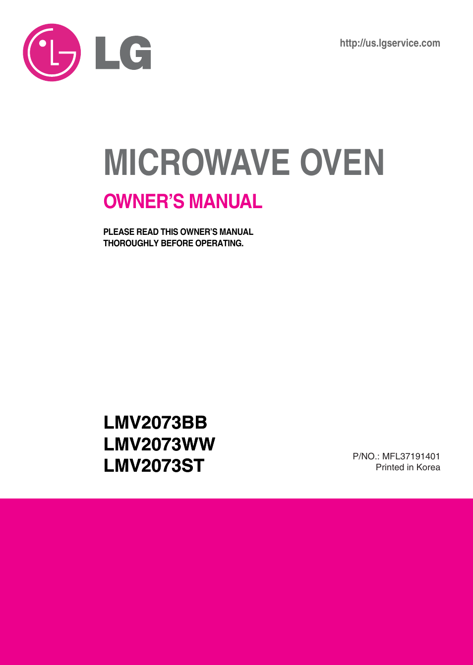 LG LMV2073WW User Manual | 36 pages