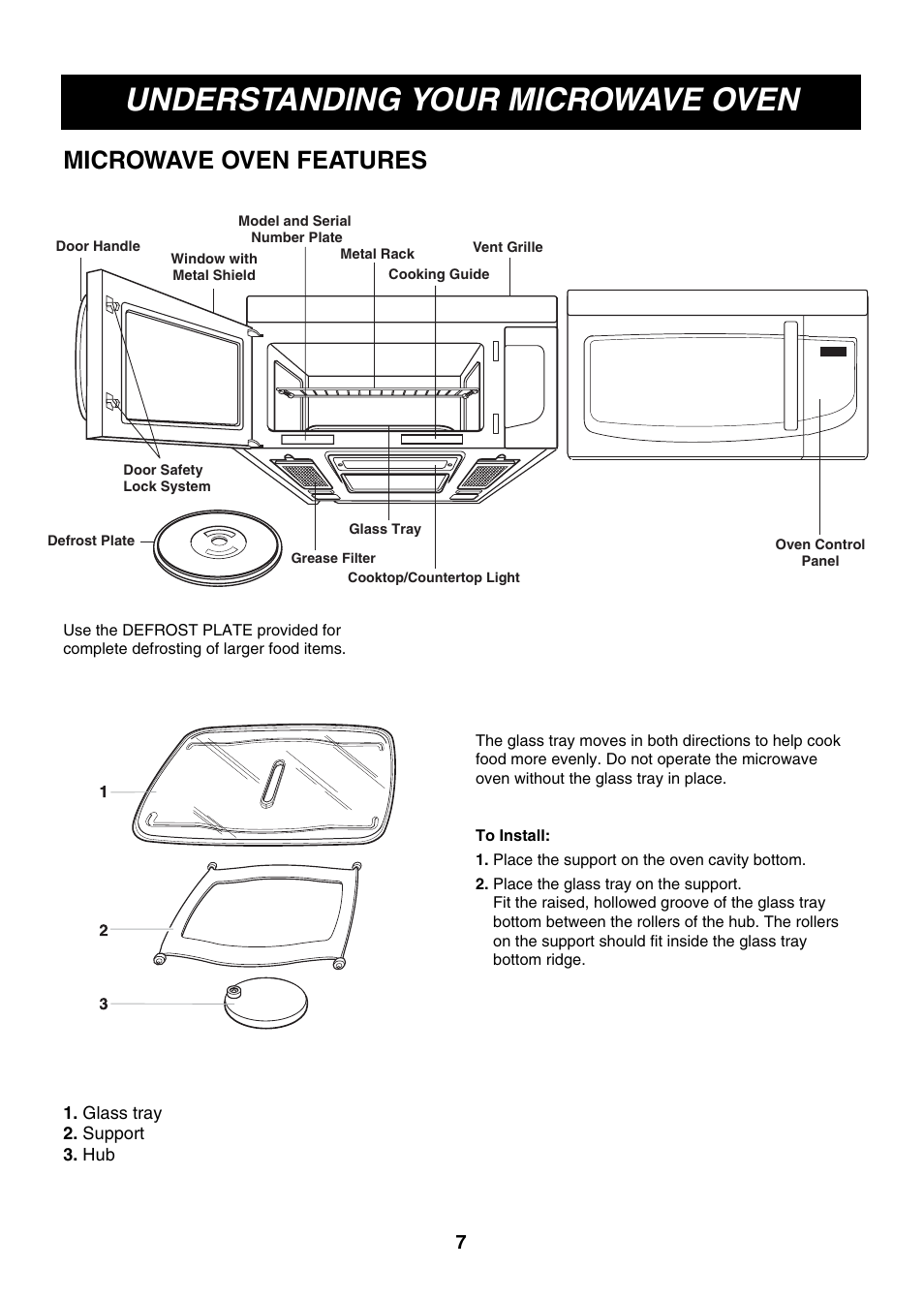 Understanding your microwave oven, Microwave oven features | LG LMV2073WW User Manual | Page 7 / 36