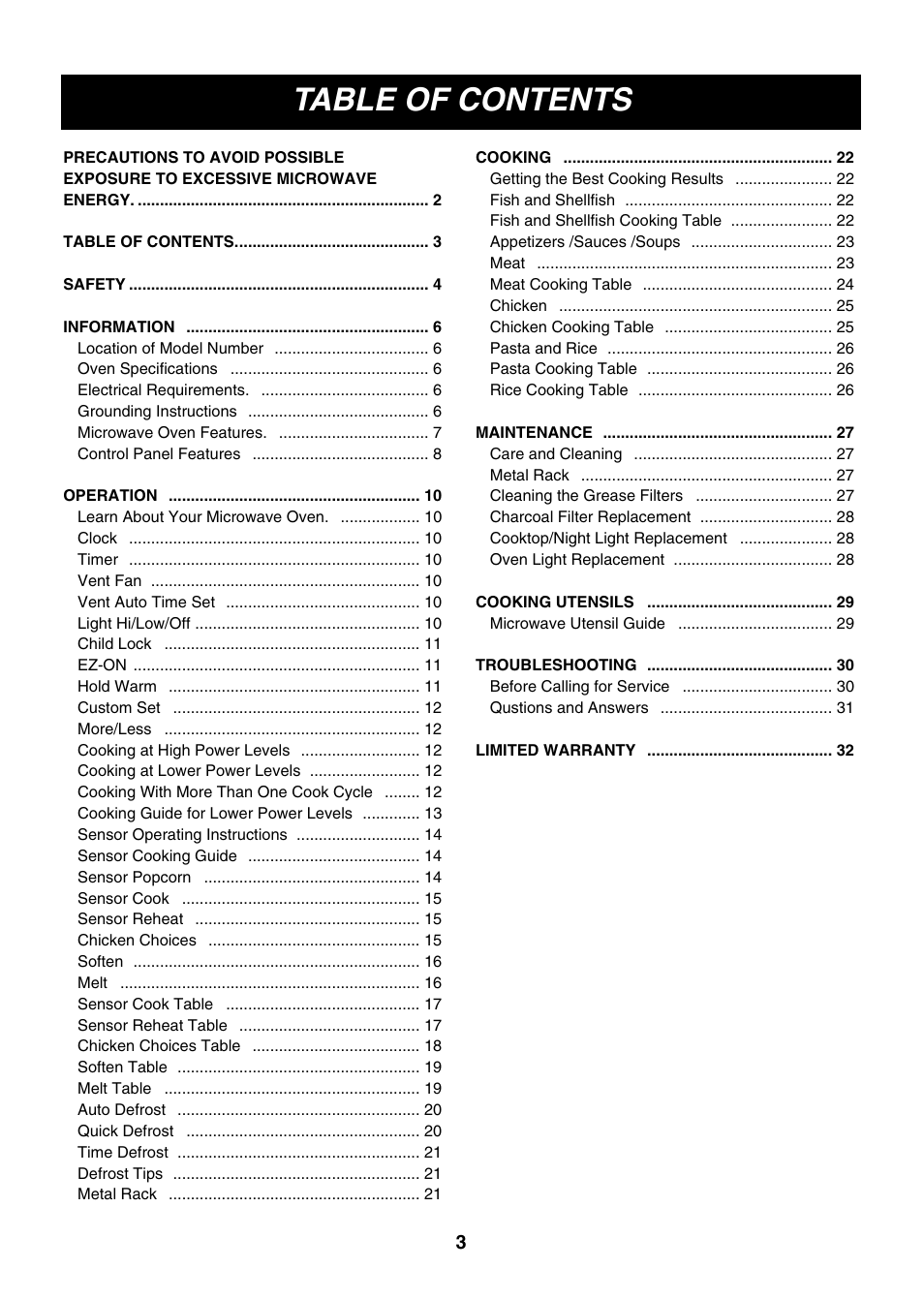 LG LMVM2055SB User Manual | Page 3 / 35