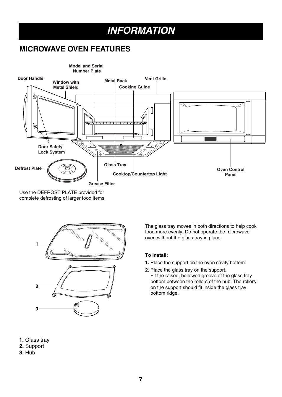 Information, Microwave oven features | LG LMVM2055SB User Manual | Page 7 / 35