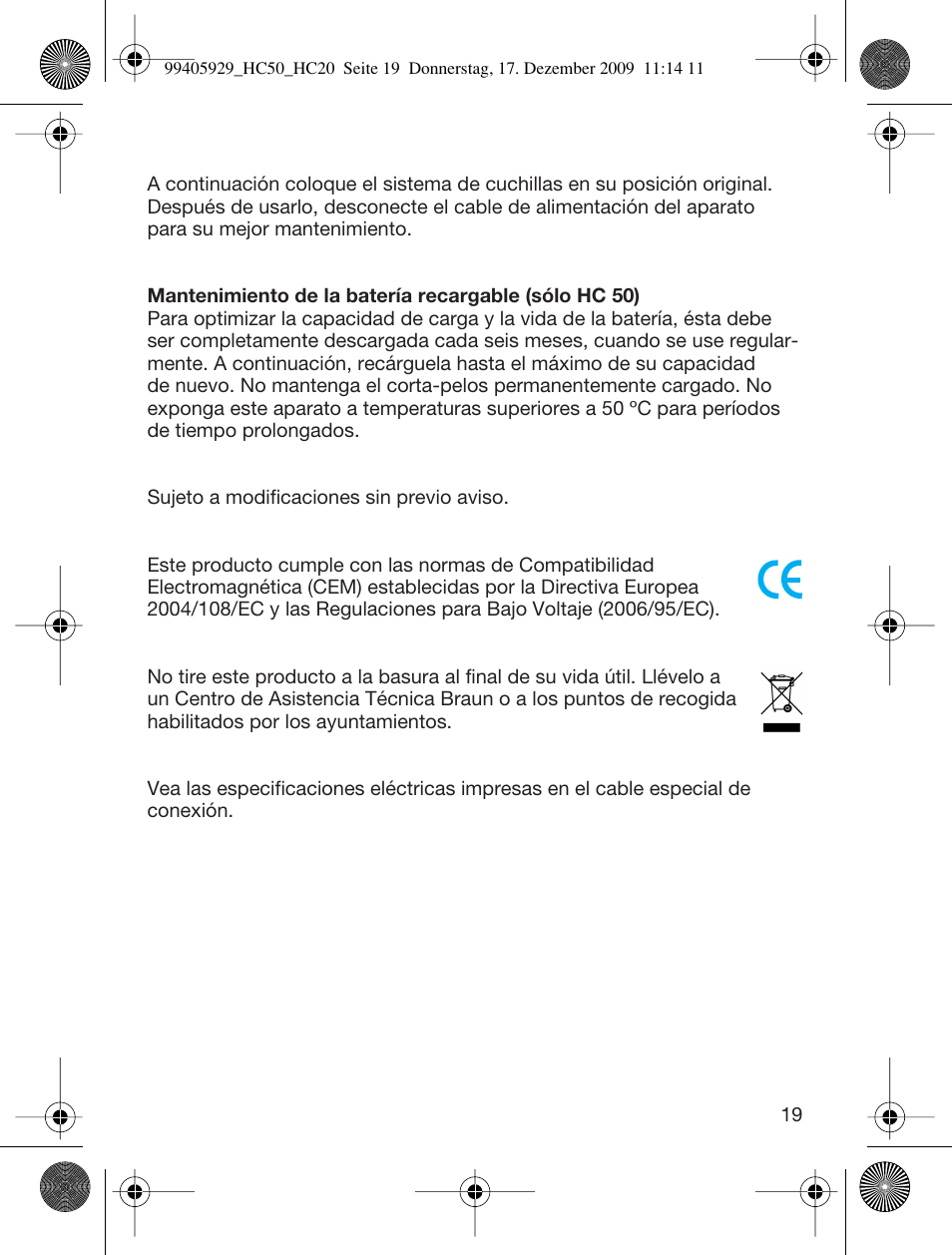 Braun HC20 Hair Perfect User Manual | Page 19 / 62