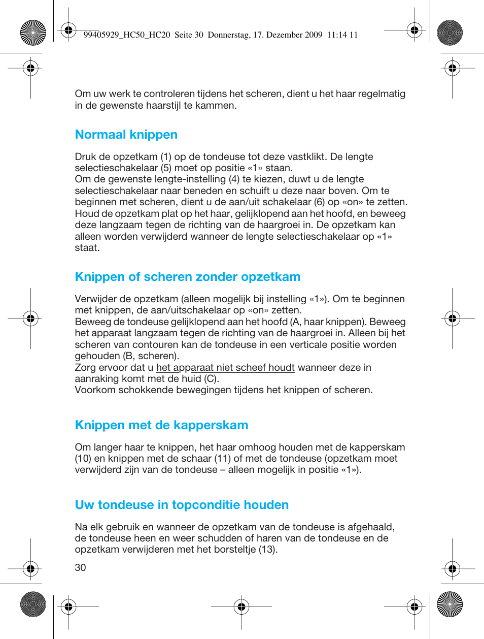 Braun HC20 Hair Perfect User Manual | Page 30 / 62