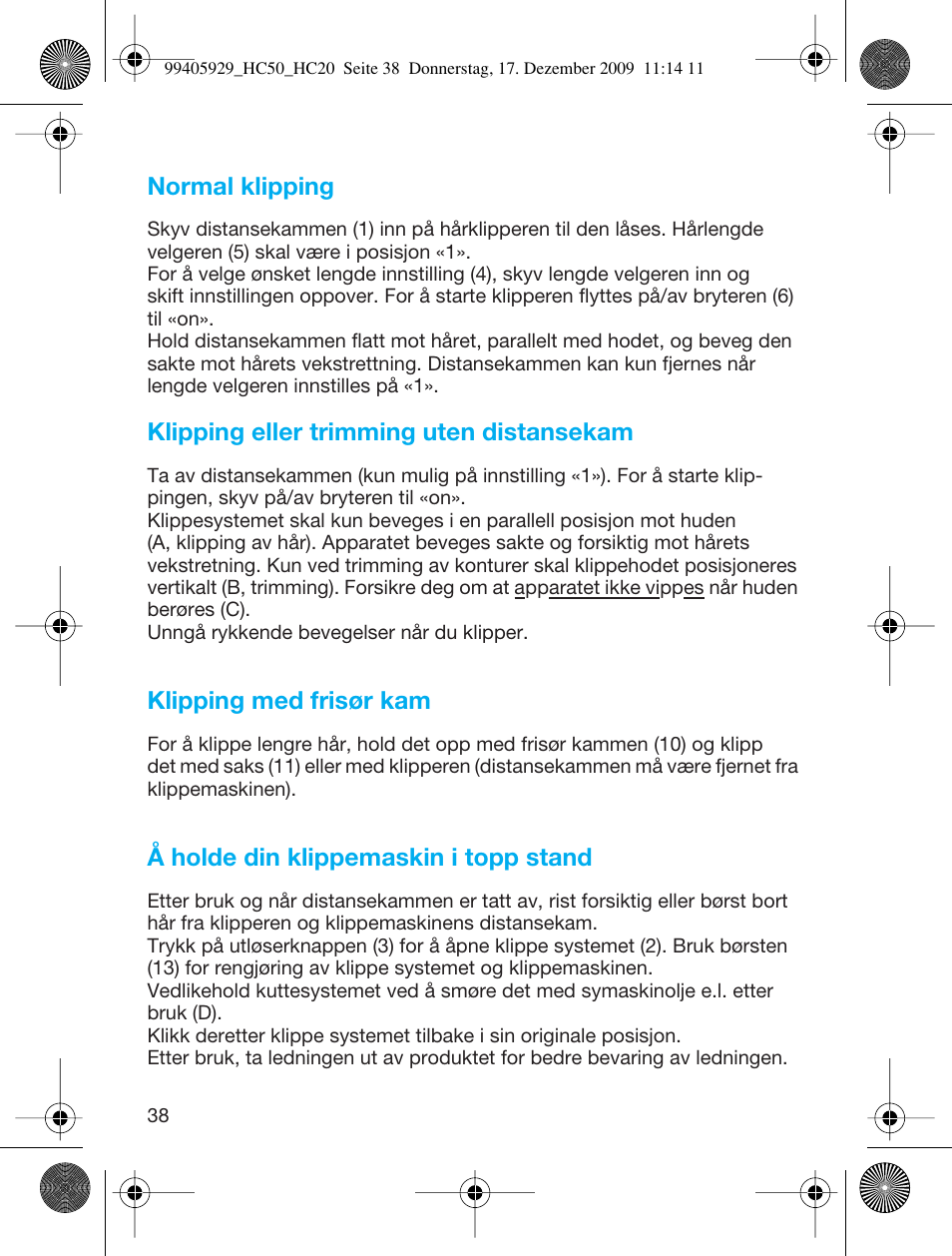 Braun HC20 Hair Perfect User Manual | Page 38 / 62