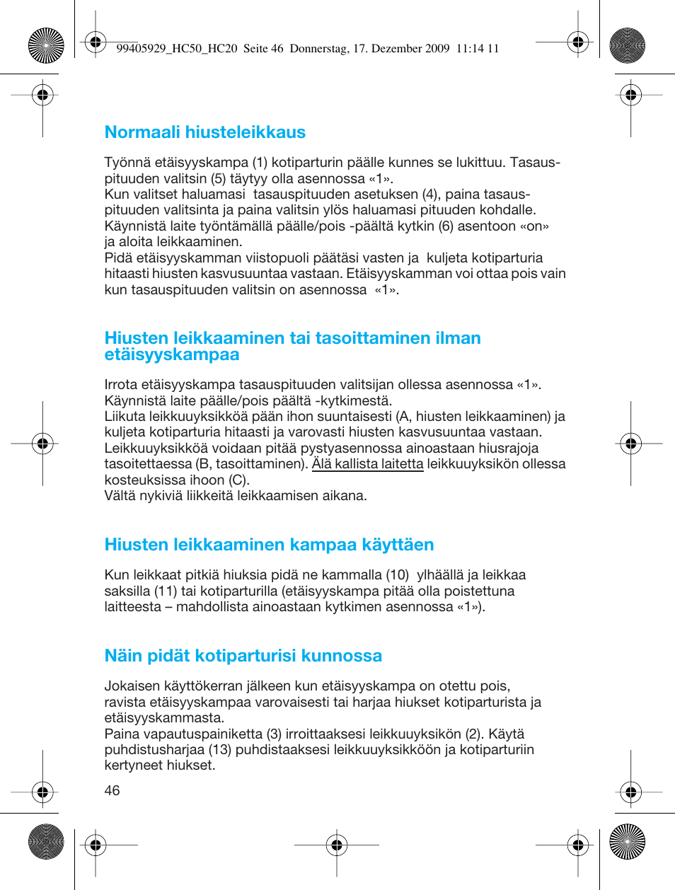 Braun HC20 Hair Perfect User Manual | Page 46 / 62