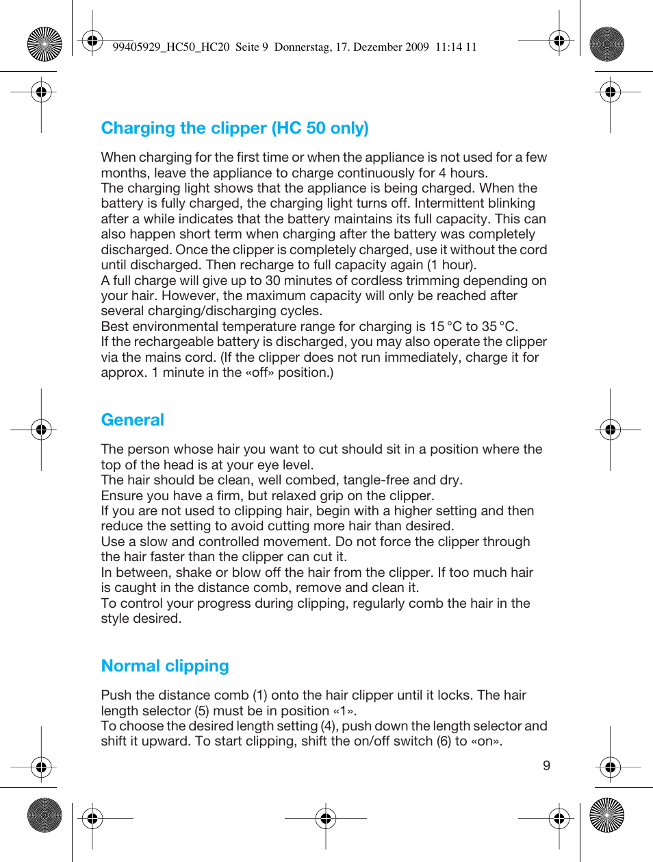 Braun HC20 Hair Perfect User Manual | Page 9 / 62
