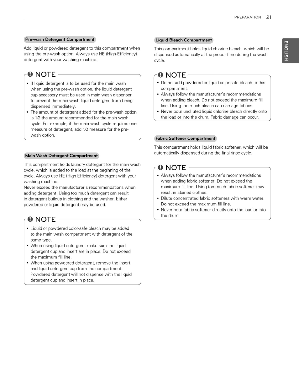 Note | LG WM3070HWA User Manual | Page 22 / 81