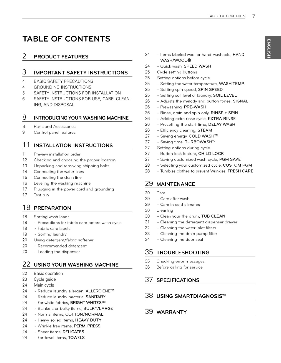 LG WM3070HWA User Manual | Page 8 / 81
