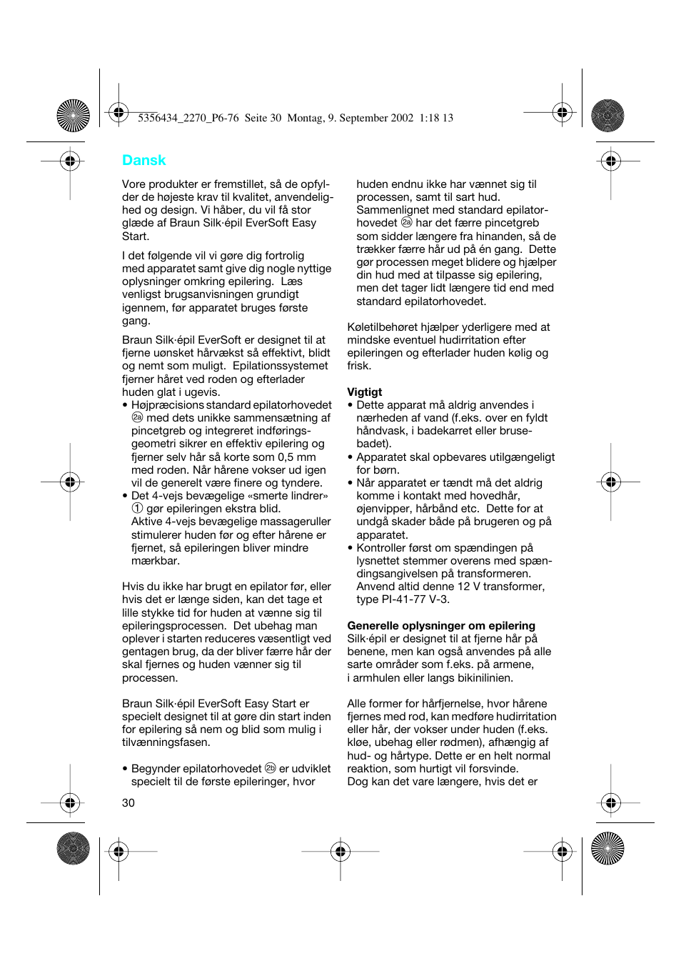 Dansk | Braun 2270-5317 Silk-épil EverSoft User Manual | Page 29 / 71