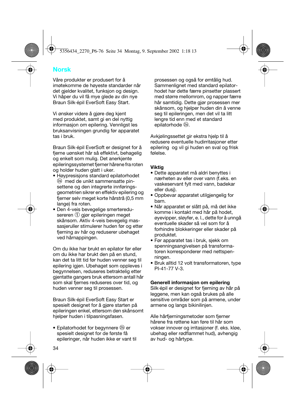 Norsk | Braun 2270-5317 Silk-épil EverSoft User Manual | Page 33 / 71