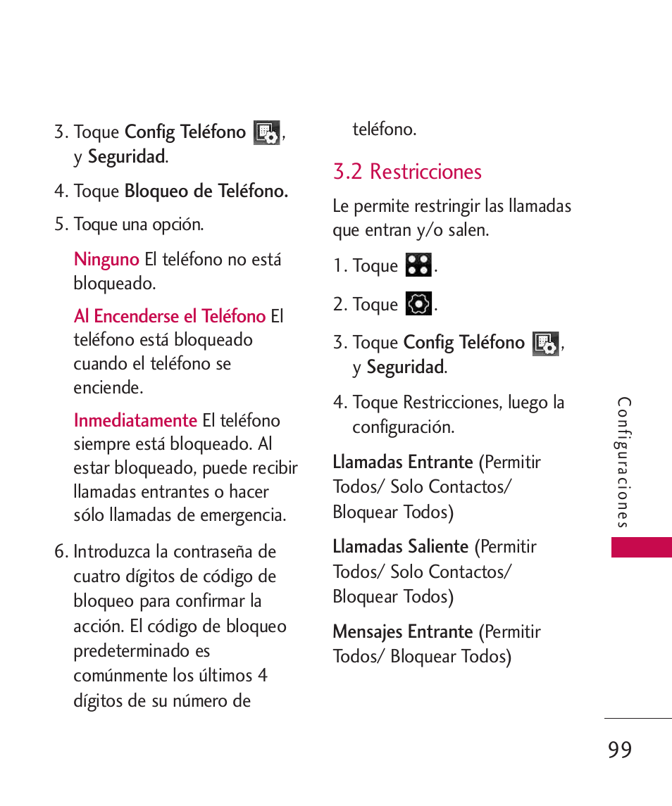 2 restricciones | LG LG840 User Manual | Page 241 / 293