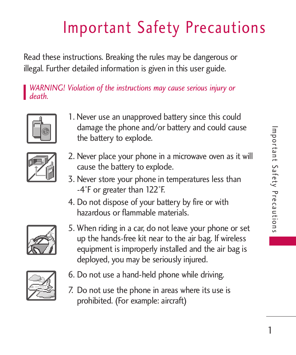 Important safety precautions, Important safety precautions | LG LG840 User Manual | Page 3 / 293