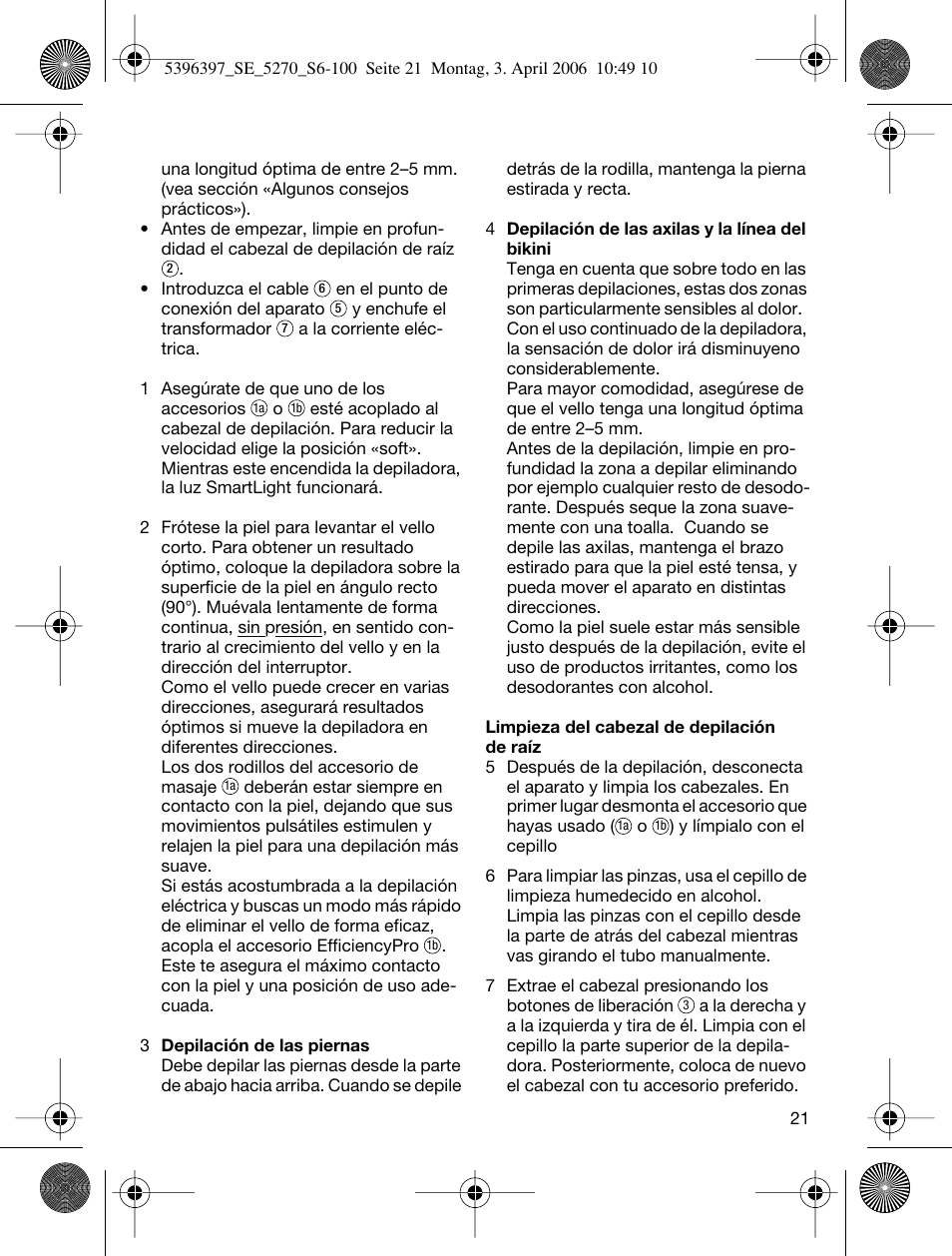 Braun 5270-5396 Silk-épil Xelle User Manual | Page 21 / 95