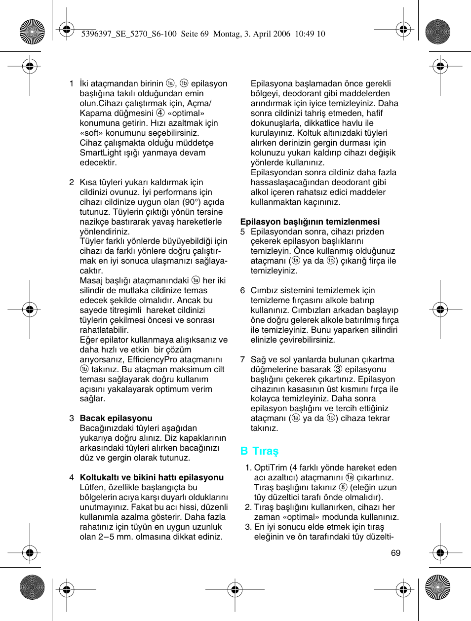 B t∂raµ | Braun 5270-5396 Silk-épil Xelle User Manual | Page 69 / 95