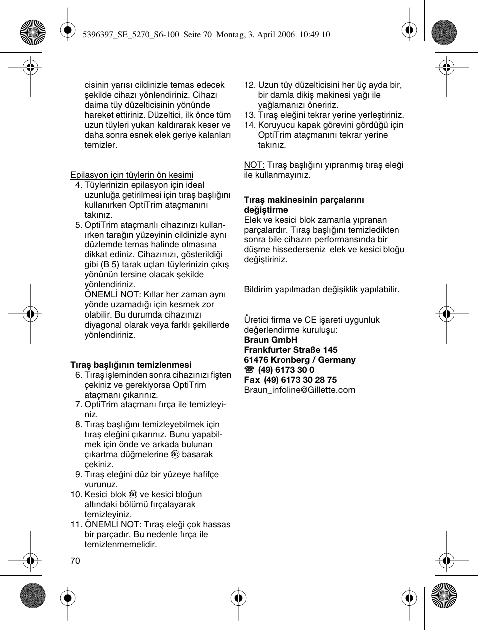Braun 5270-5396 Silk-épil Xelle User Manual | Page 70 / 95