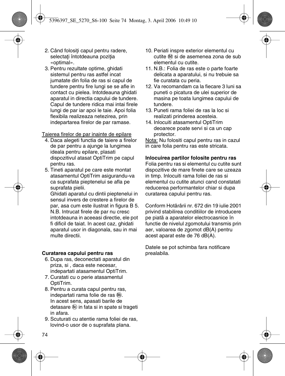 Braun 5270-5396 Silk-épil Xelle User Manual | Page 74 / 95