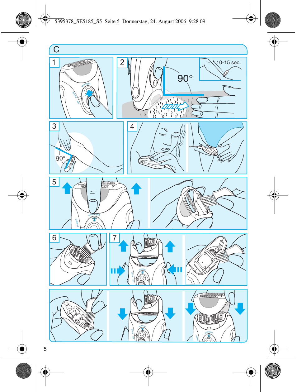 15 sec | Braun 5185-5395 Silk-épil Xelle User Manual | Page 4 / 58
