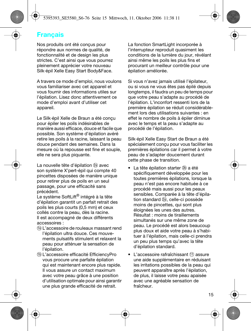 Français | Braun 5580 Silk-épil X'elle User Manual | Page 14 / 68