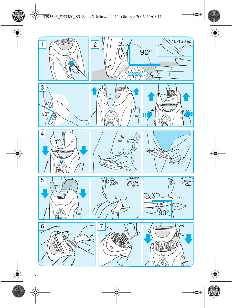 15 sec | Braun 5580 Silk-épil X'elle User Manual | Page 4 / 68