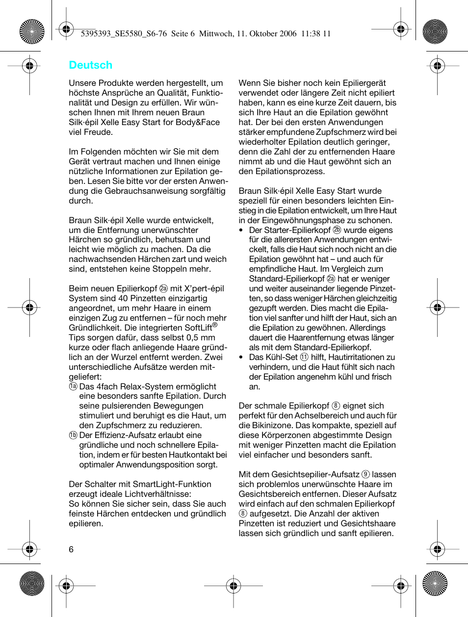 Deutsch | Braun 5580 Silk-épil X'elle User Manual | Page 5 / 68