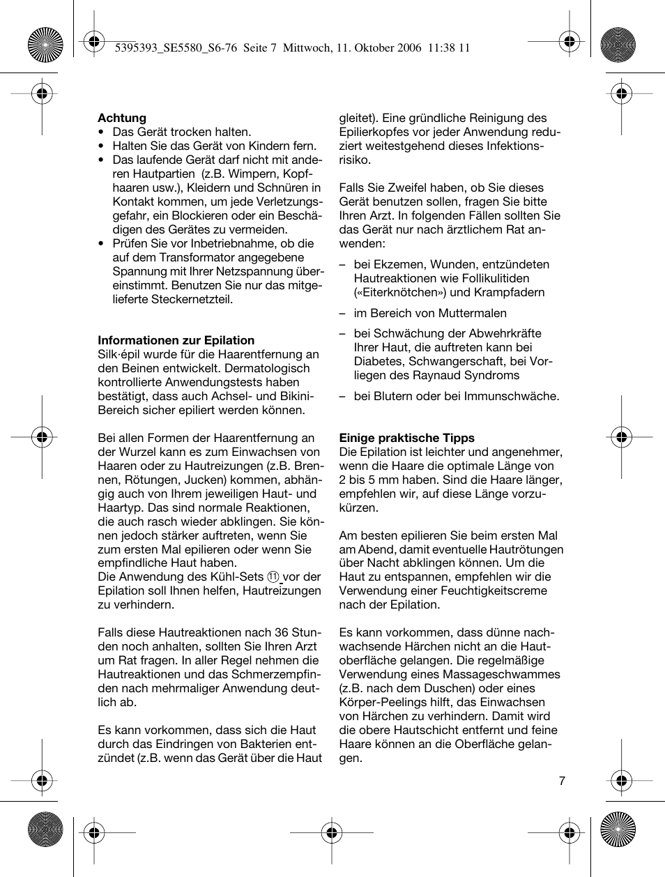Braun 5580 Silk-épil X'elle User Manual | Page 6 / 68