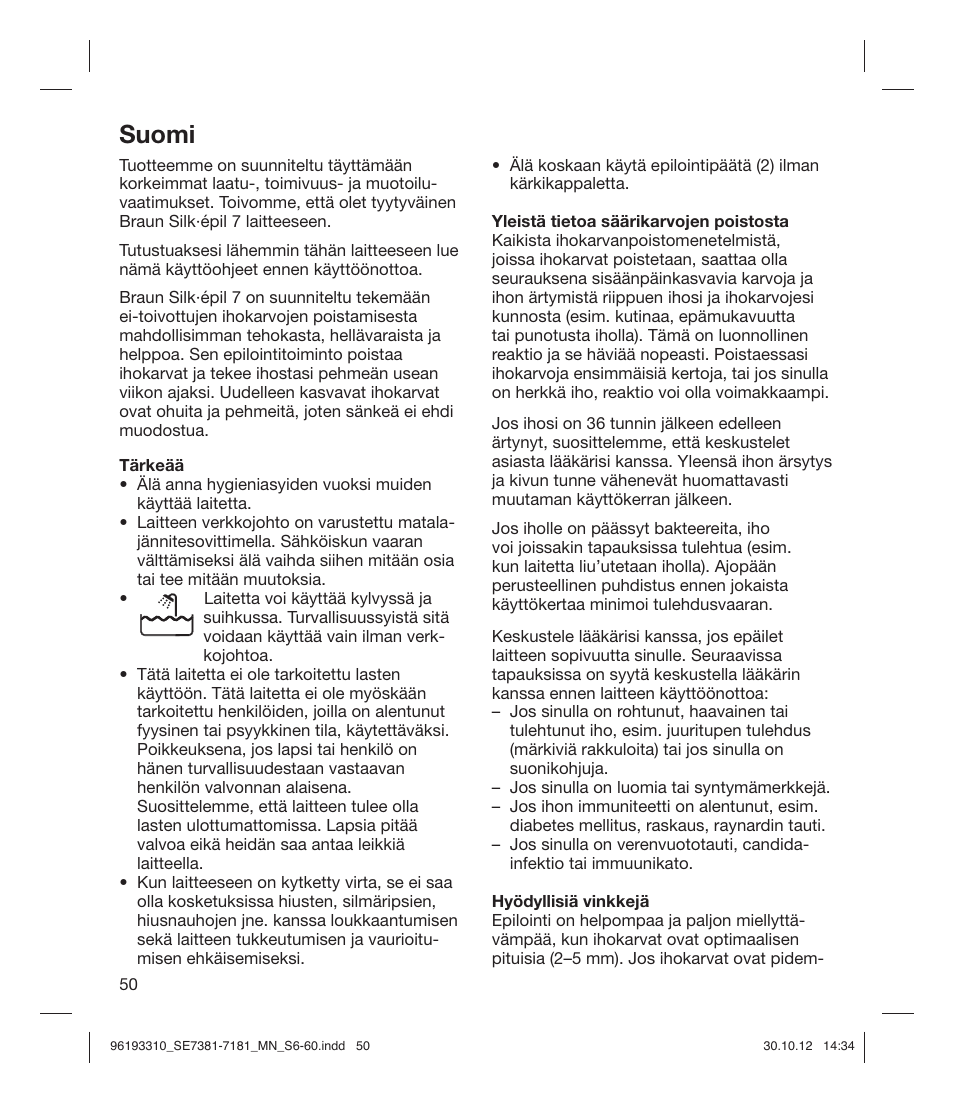Suomi | Braun 7181 Legs WD Silk-épil 7  User Manual | Page 49 / 57