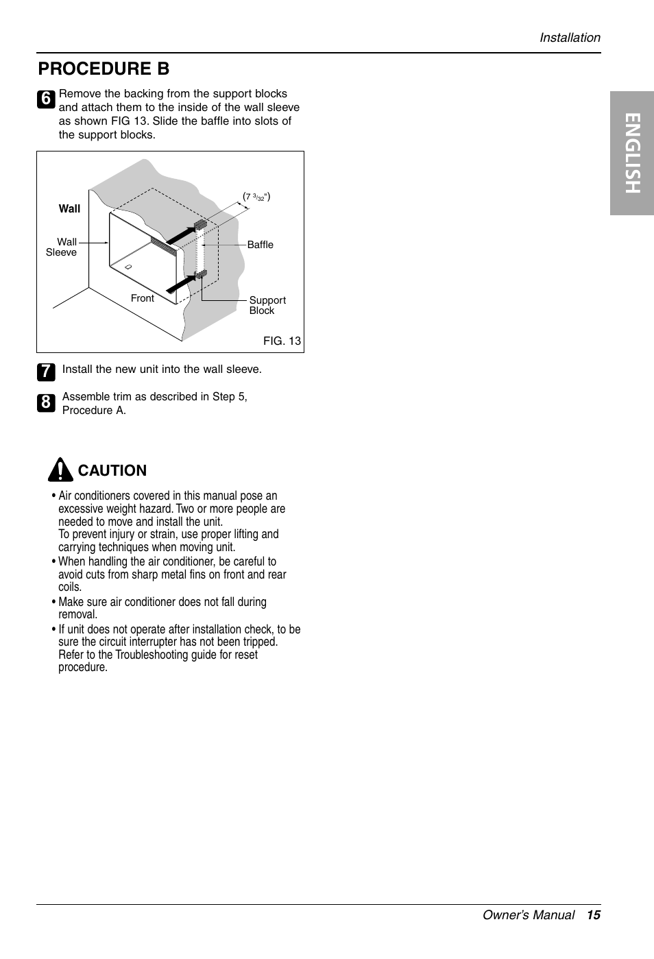 English, Procedure b, Caution | LG LT081CNR User Manual | Page 15 / 47