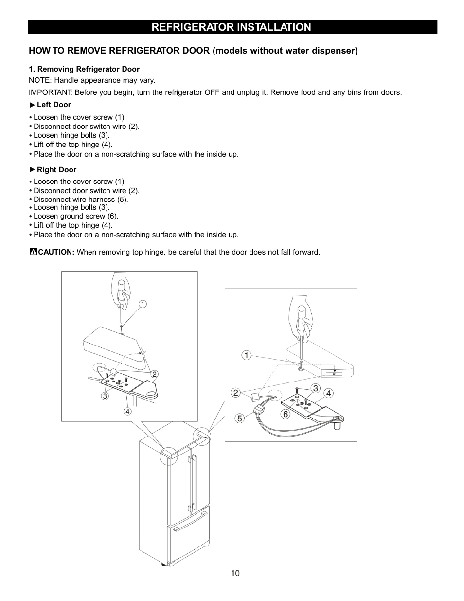 Refrigerator installation | LG LRFC22750TT User Manual | Page 10 / 35