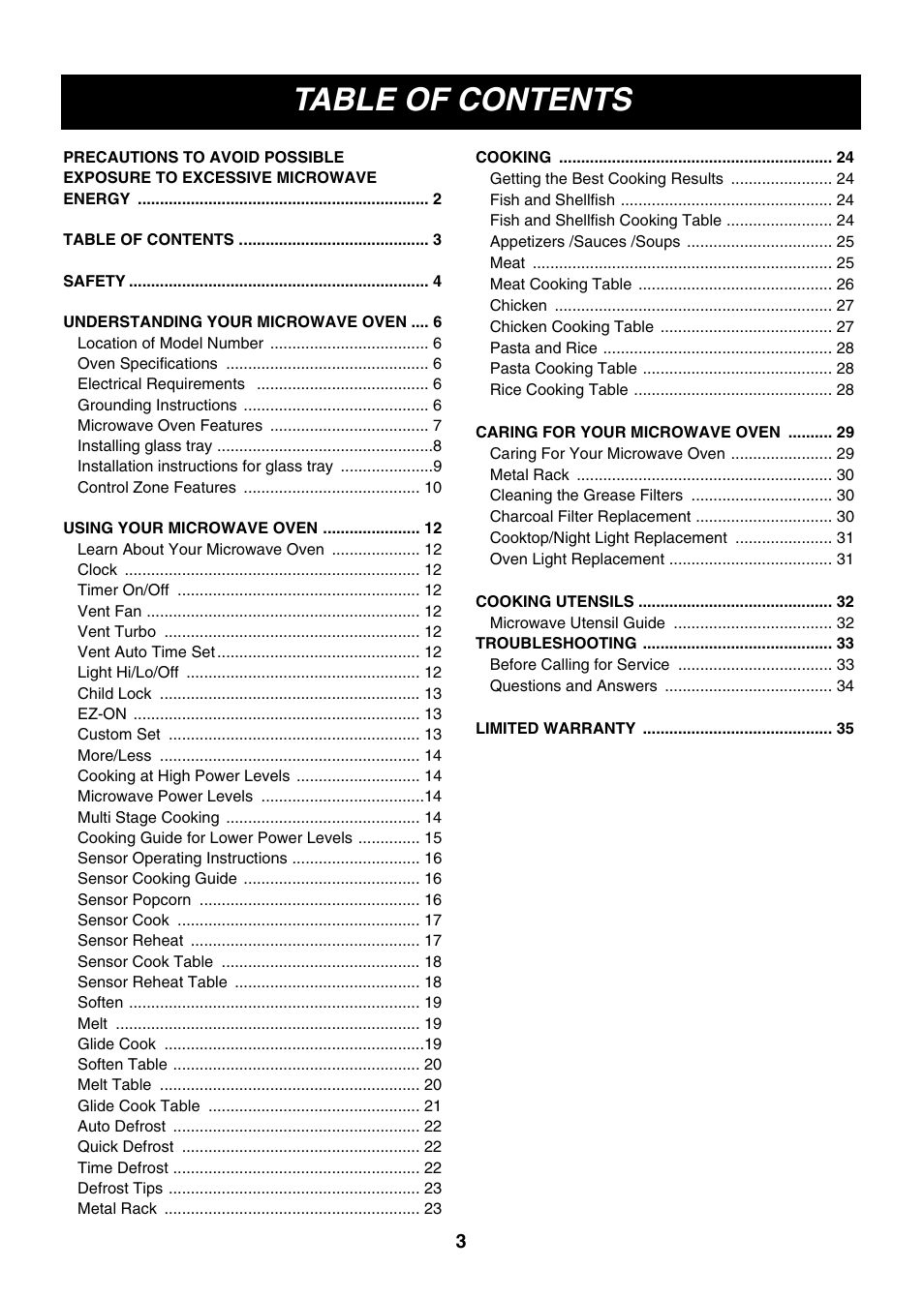 LG LMVM2277ST User Manual | Page 3 / 36