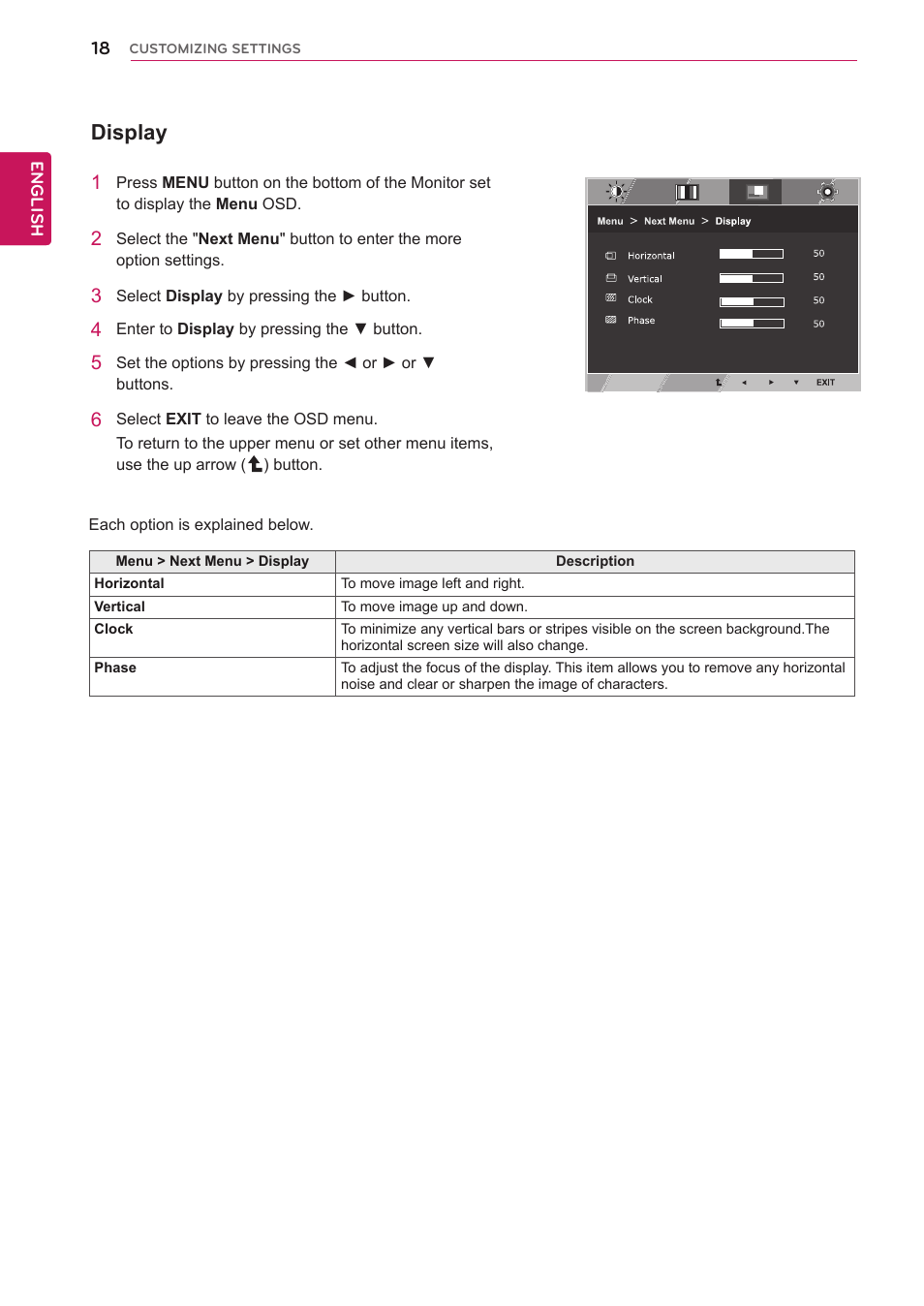 Display | LG 24MB35PU-B User Manual | Page 18 / 28