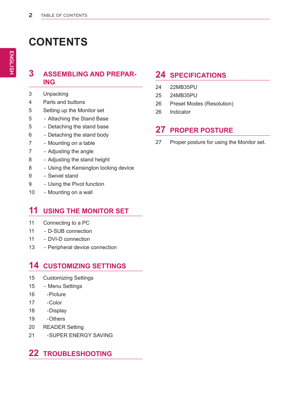 LG 24MB35PU-B User Manual | Page 2 / 28