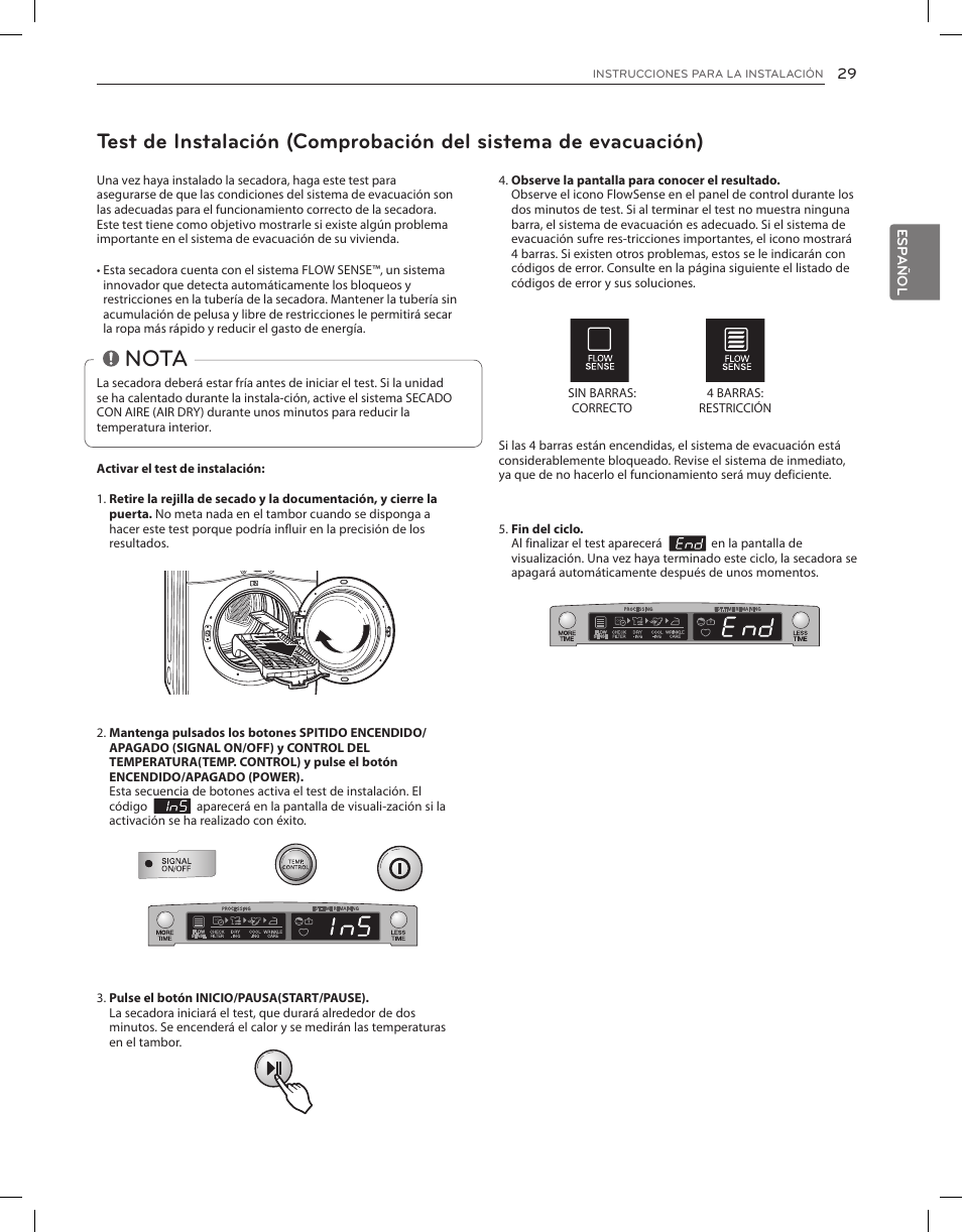 Nota | LG DLGX3651V User Manual | Page 75 / 96