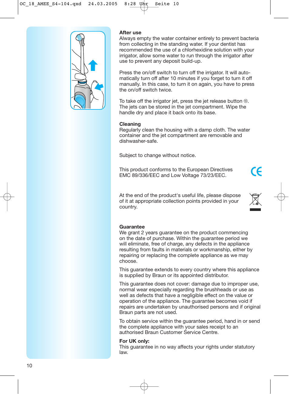 Braun OC18 Professional Care Center User Manual | Page 10 / 102