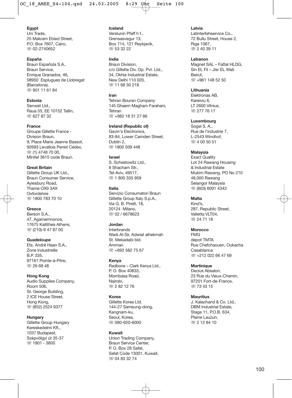 Braun OC18 Professional Care Center User Manual | Page 100 / 102