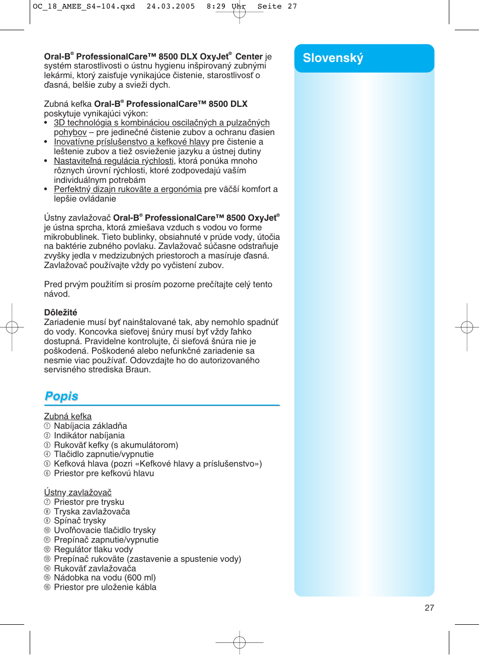 Braun OC18 Professional Care Center User Manual | Page 27 / 102