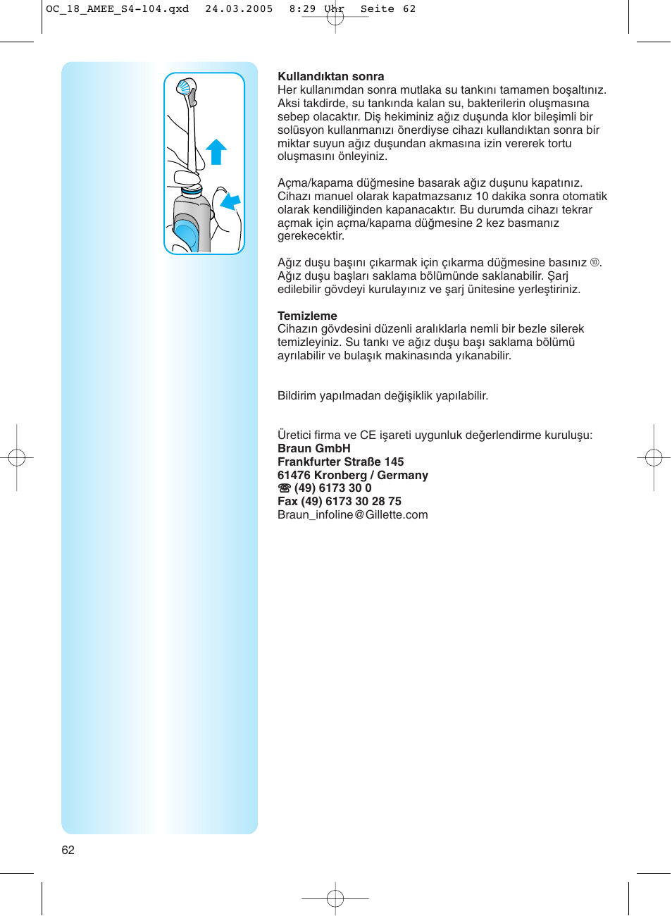 Braun OC18 Professional Care Center User Manual | Page 62 / 102