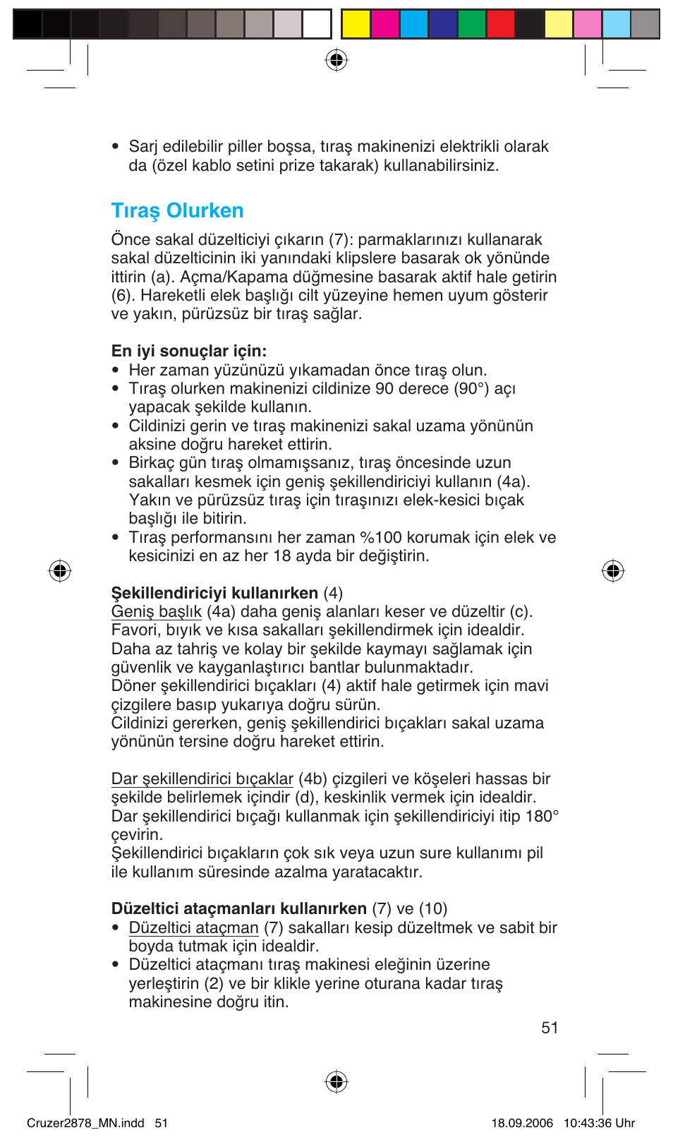 Tıraş olurken | Braun 2878 User Manual | Page 51 / 65