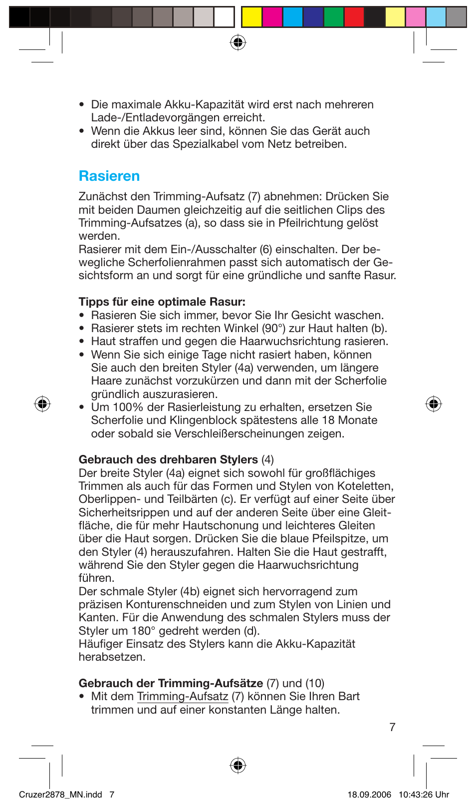 Rasieren | Braun 2878 User Manual | Page 7 / 65