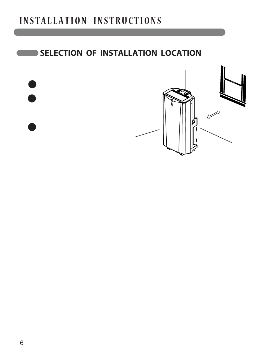 Selection of installation location | LG LP1413SHR User Manual | Page 16 / 32