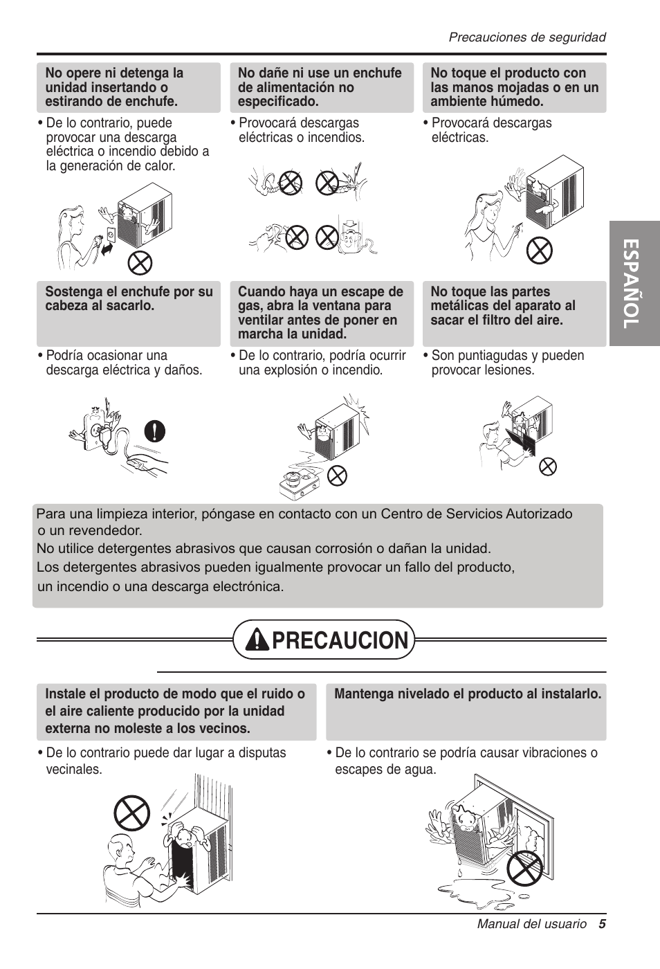 Precaucion, Español, Installation | LG LW1011CR User Manual | Page 26 / 47
